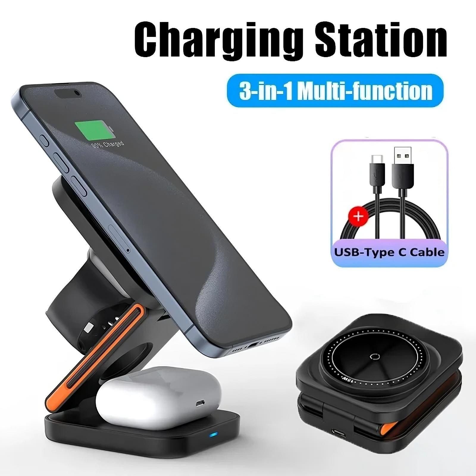 3 in 1 Foldable Charging StationAll-in-One Charging—Compact, Fast & Travel-Ready! This Foldable 3-in-1 Wireless Charger is the ultimate space-saving solution for charging your iPhone, Apple Wat3 in 1 Foldable Charging StationPanystore.euMobile phone accessories(smart phone)Panystore.eu