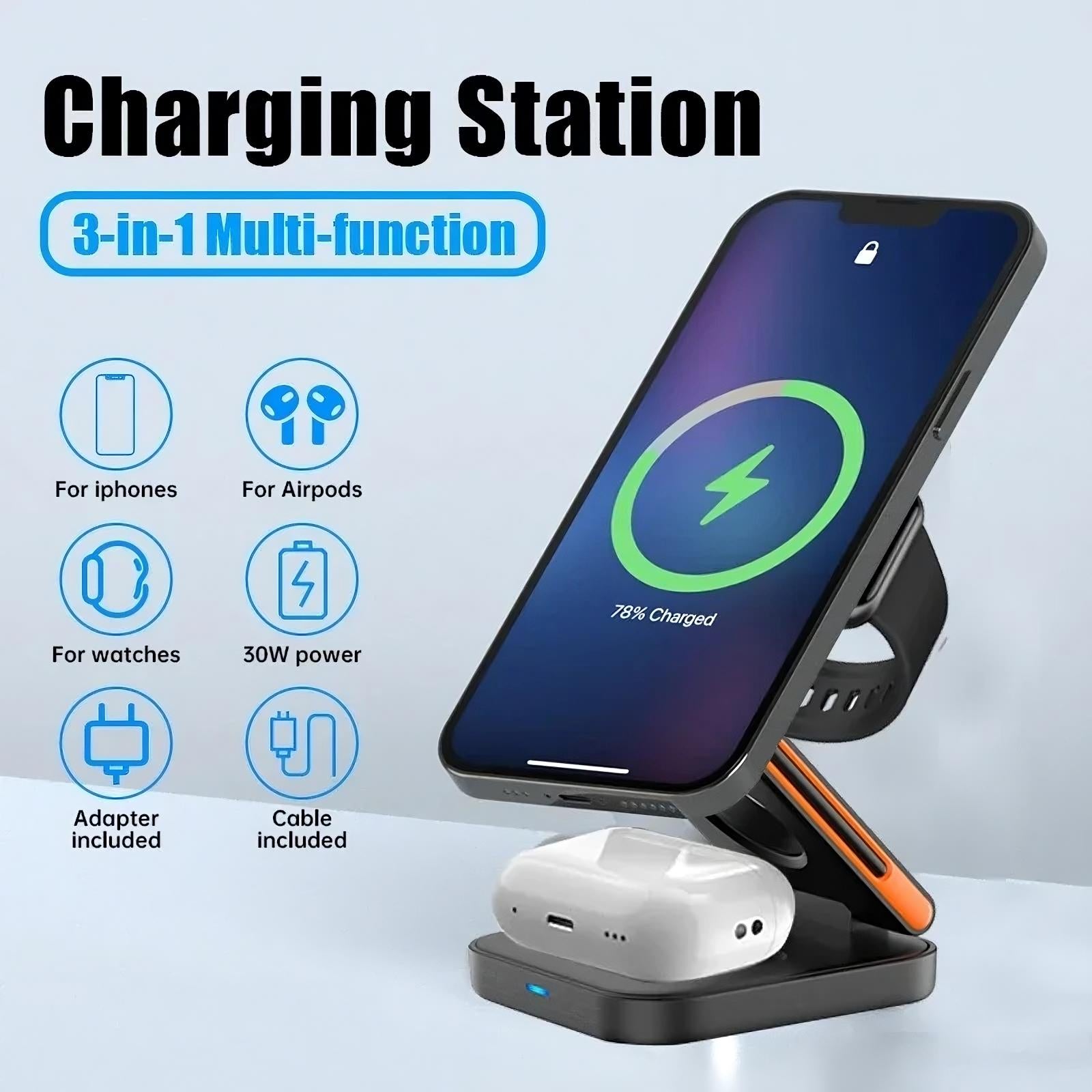 3 in 1 Foldable Charging StationAll-in-One Charging—Compact, Fast & Travel-Ready! This Foldable 3-in-1 Wireless Charger is the ultimate space-saving solution for charging your iPhone, Apple Wat3 in 1 Foldable Charging StationPanystore.euMobile phone accessories(smart phone)Panystore.eu